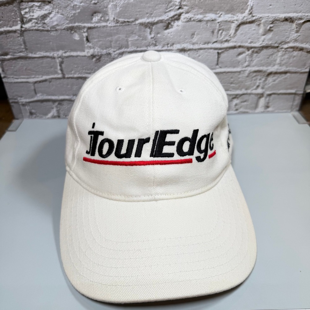 Vintage Tour Edge Golf Hat Cap White Lift-Off 90s 2000s Adjustable Strapback